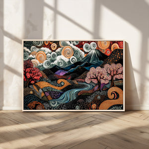 Whimsical Abstract Landscape Wall Art Canvas Print, Colorful