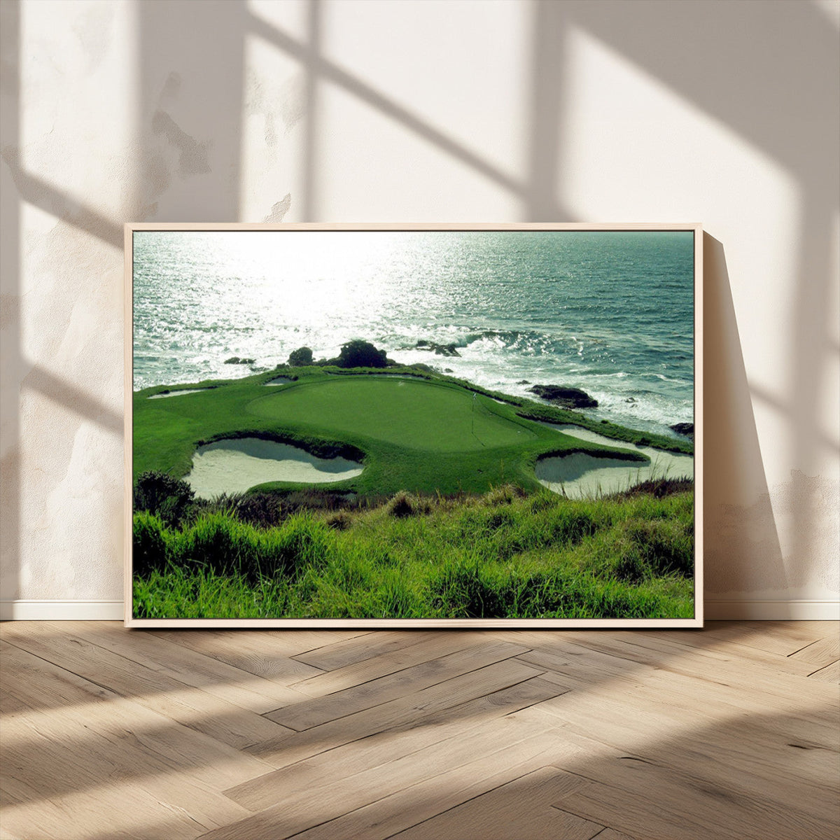 Coastal Golf Course Wall Art Canvas Print – Scenic Green