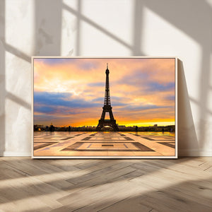 Paris Eiffel Tower Sunset Canvas Wall Art Print - Iconic