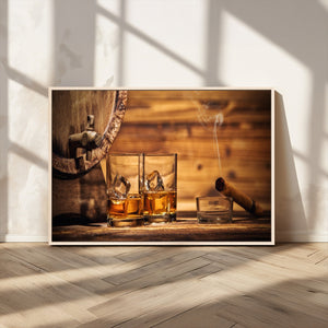 Rustic Whiskey and Barrel Canvas Print