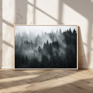 Foggy Forest Wall Art Canvas Print | 3 Panel Large Misty