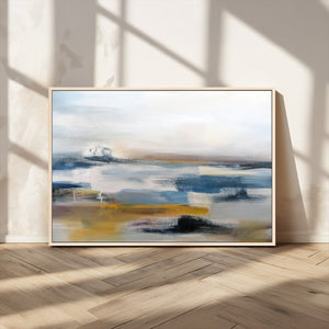 Abstract Landscape Wall Art Canvas | 3 Panel Modern Blue,