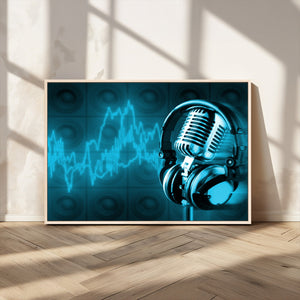 Music and Microphone Wall Art Canvas Print