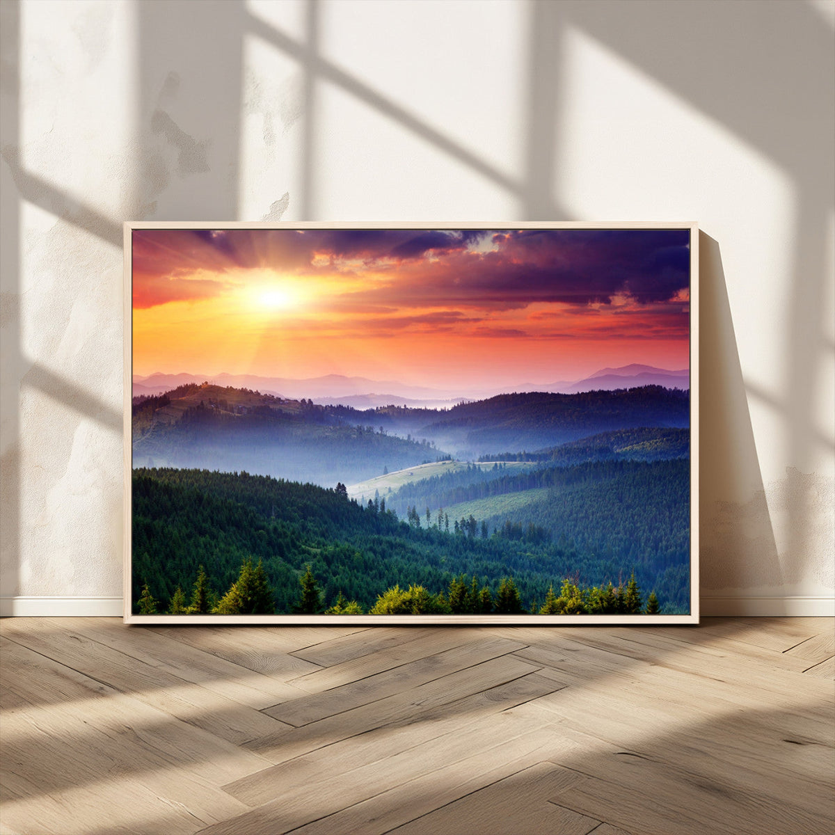Mountain and Sunset Wall Art Canvas Print