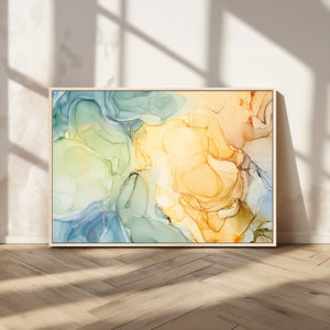 Green and Yellow Marble Fluid Effect Wall Art, Green and