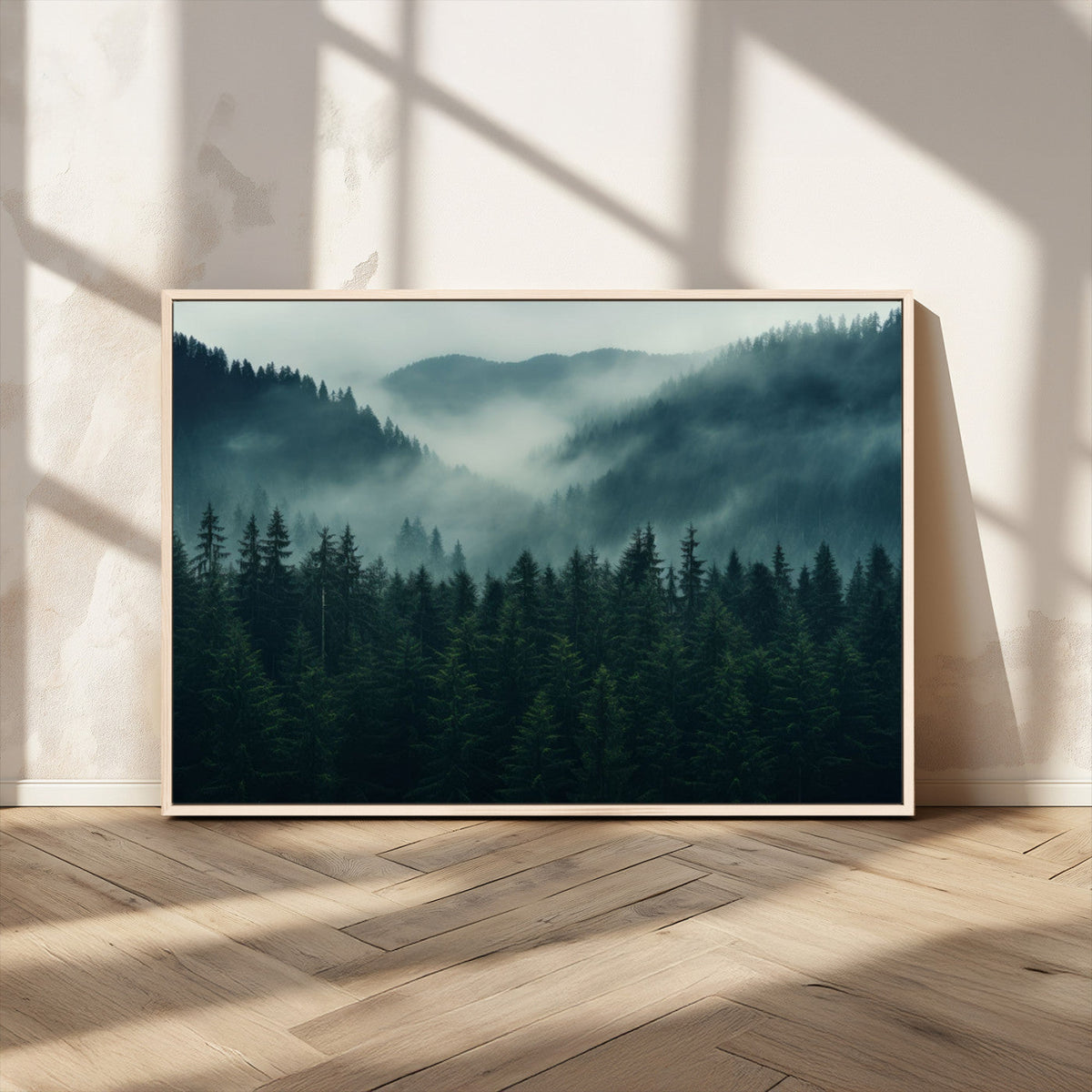 Captivating Misty Forest Wall Art Premium Canvas Print,