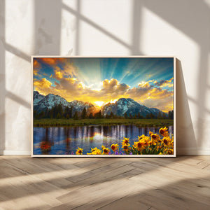 Grand Teton Park Sunrise Wall Art – Vibrant Landscape Canvas