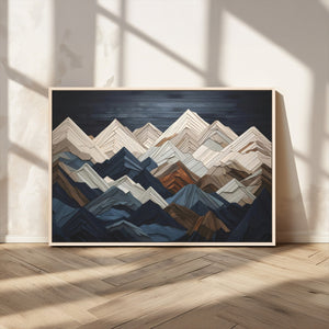 Mountain Wall Art – Modern Geometric Landscape Canvas Print,