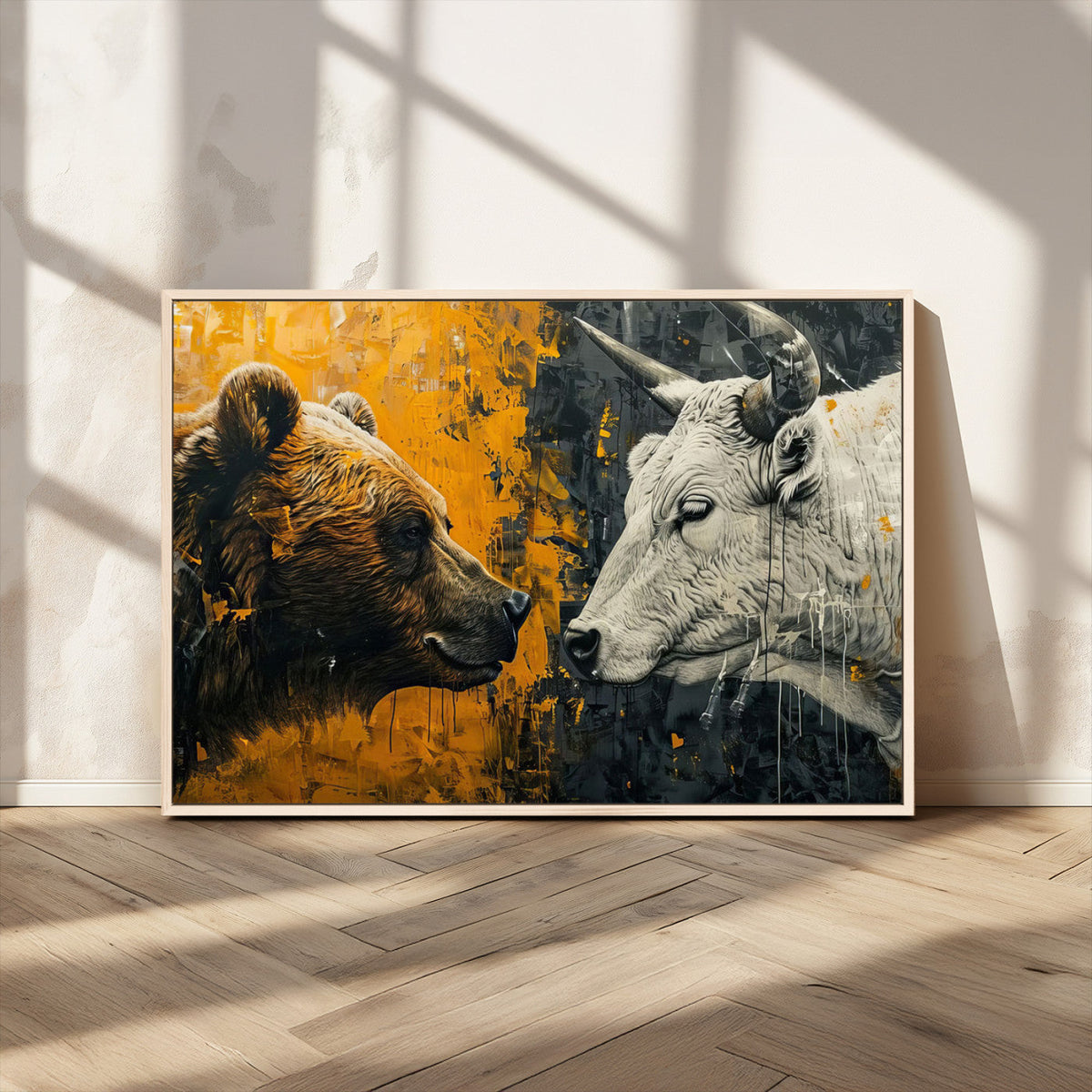 Bear and Bull Wall Art Canvas Print – Abstract Animal