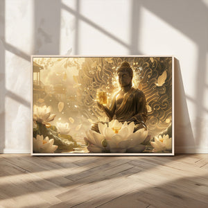 Golden Buddha Wall Art | Yoga Room Decor and Meditation Room