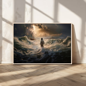 Jesus Walking on Water Wall Art Canvas Print - Religious