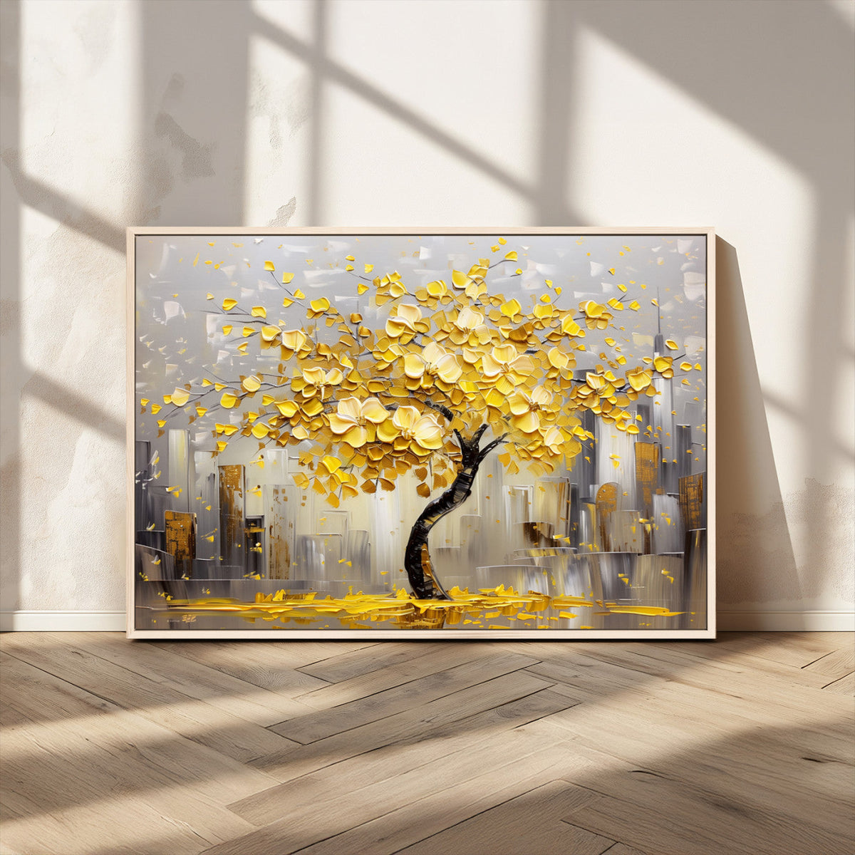 Golden Tree Canvas Print | Abstract Wall Art for Modern