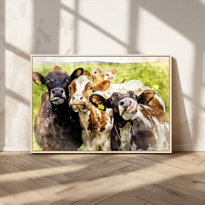 Curious Cows Farmhouse Wall Art | Ready to Hang and Framed