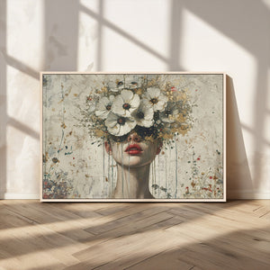 Abstract Floral Women Patel Wall Art Canvas Print