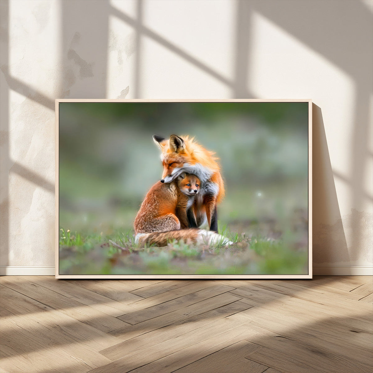 Heartwarming Fox and Baby Cub Wall Art | Ready to Hang