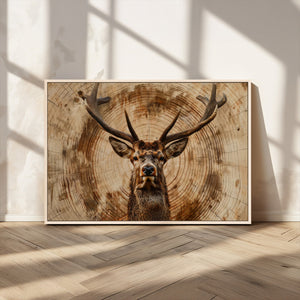 Wood Abstract Deer Wall Art | Rustic Wildlife Canvas Print |