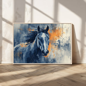 Abstract Blue Horse Wall Art Print Canvas | Horse Wall Art