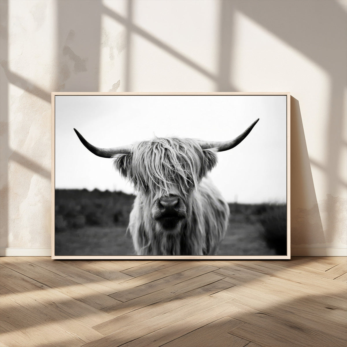 Highland Cow Wall Art | Black and White Farmhouse Decor |