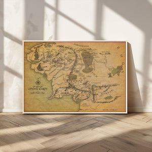 Middle Earth Map Canvas Wall Art – Vintage Fantasy Map