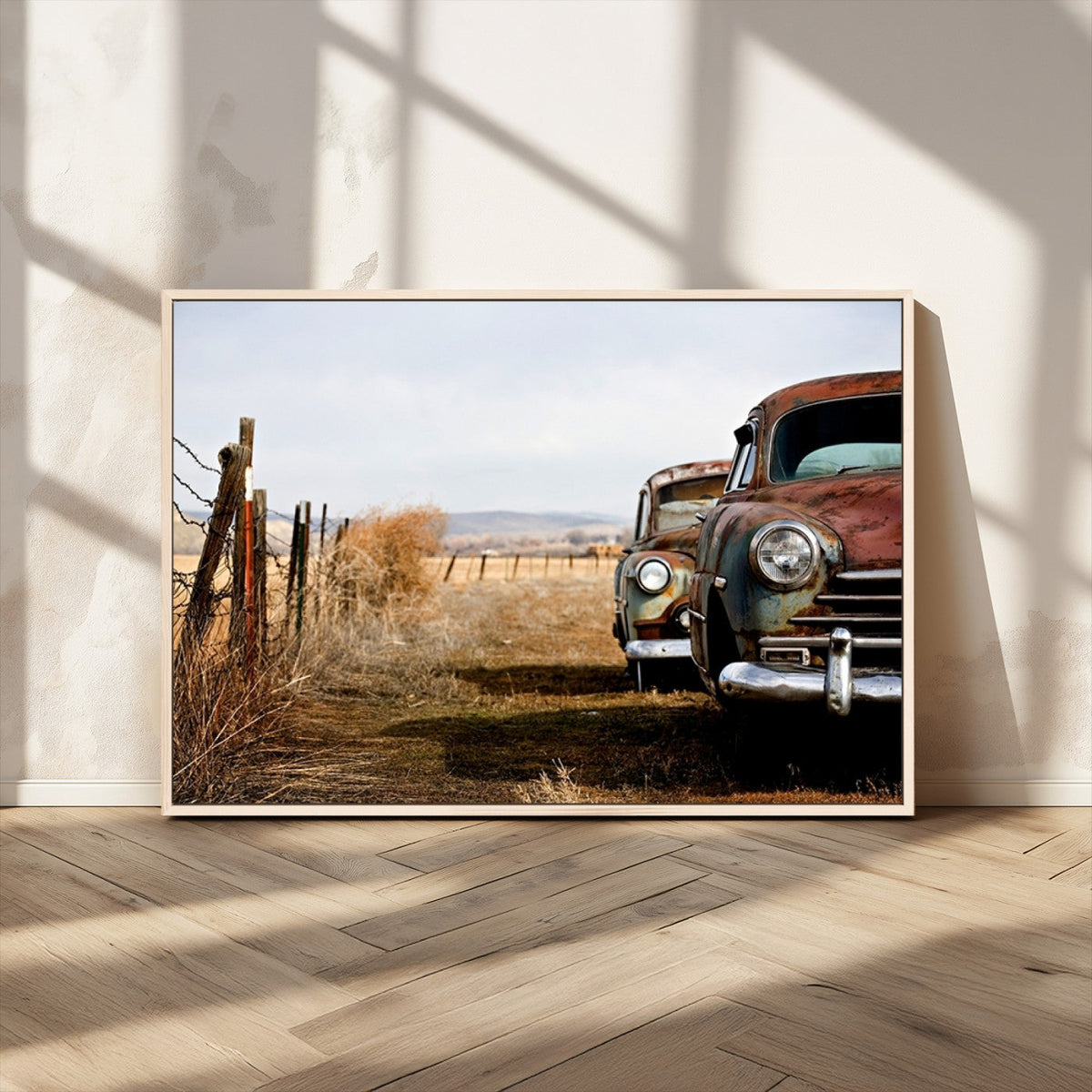 Old Rustic Classic Car Wall Art Canvas Print