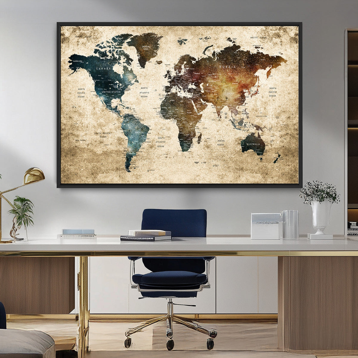 World Map Canvas Print – Detailed Map of the World Wall Art