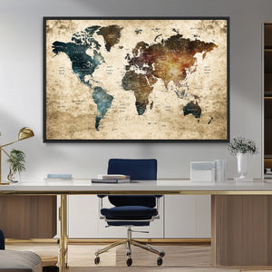 World Map Canvas Print – Detailed Map of the World Wall Art