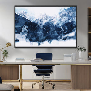 Abstract Blue Mountain Canvas Wall Art – Modern Triptych