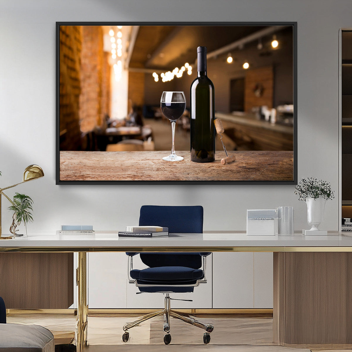 Wine and Bottle Wall Art Canvas Print