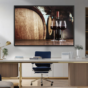 Wine and Barrel Wall Art Canvas Print