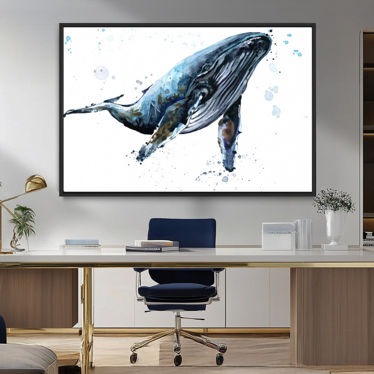 Watercolor Whale Wall Art Canvas Print