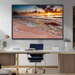 Sunset on Ocean Wall Art Canvas Print