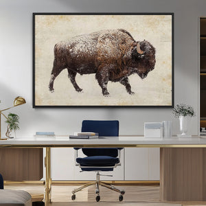 Buffalo Wall Art, Western Bison Canvas Print, Rustic Buffalo