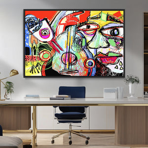 Picasso Style Art Abstract Canvas Wall Art Print , Colorful