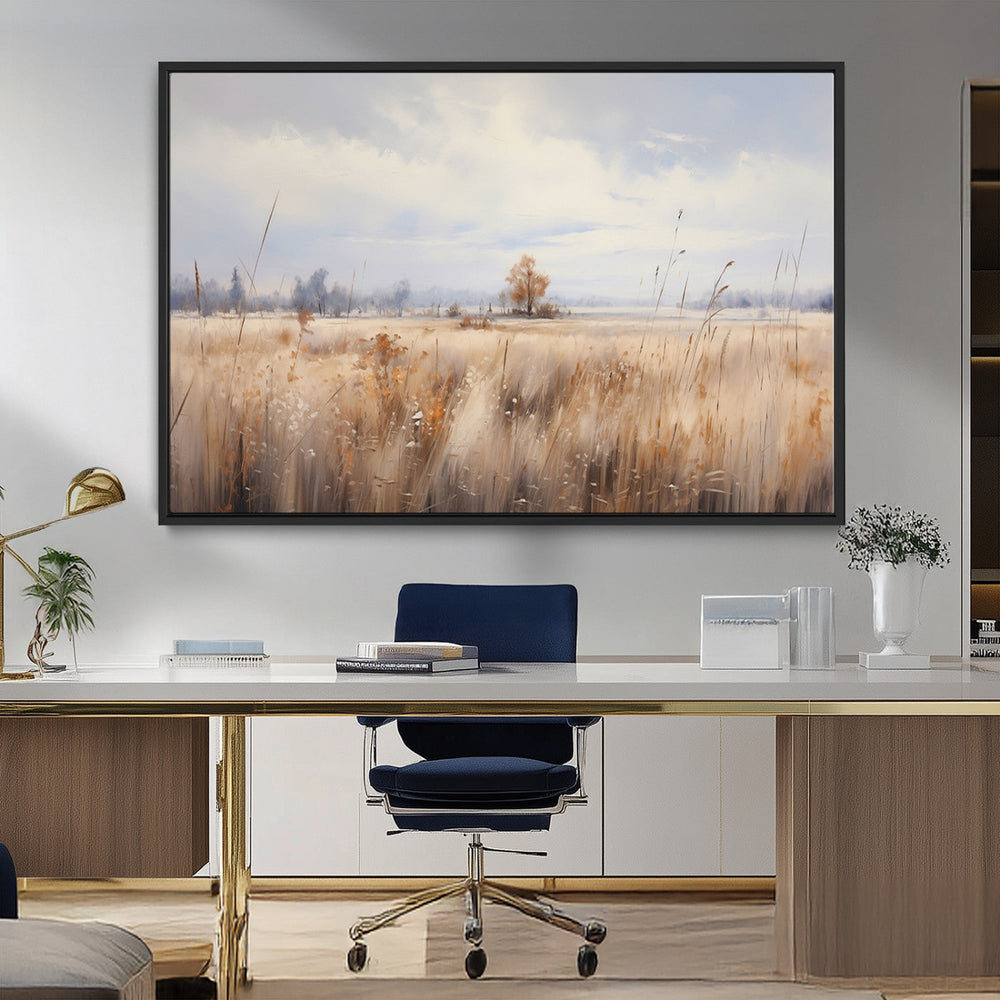 Golden Fields Wall Art Print Canvas – Serene Landscape of