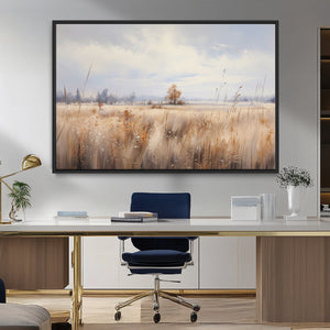 Golden Fields Wall Art Print Canvas – Serene Landscape of
