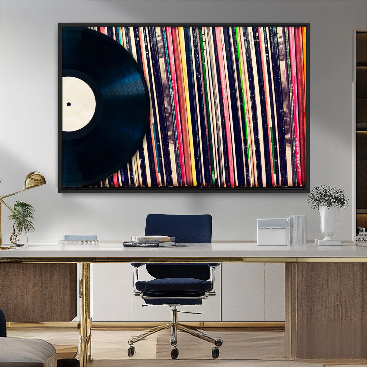 Vinyl Record and Album Collection Canvas Wall Art - Retro