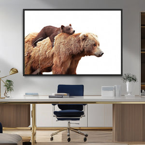 Mother and Baby Bear Canvas Wall Art - Adorable Wildlife