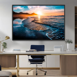 Sunset Beach Ocean Canvas Wall Art – Tranquil Ocean