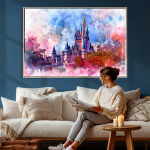 Disney Wall Art: Dreamy Watercolor Cinderella Castle Canvas