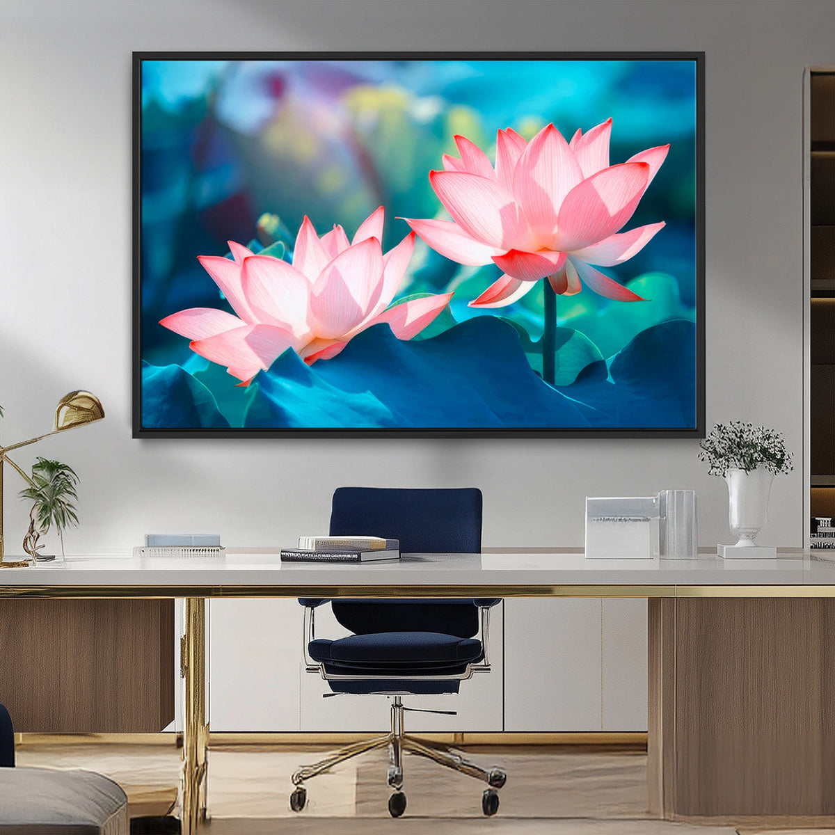 Pink Lotus Flower Canvas Wall Art | Vibrant Floral Wall