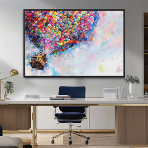 Don't Look Up Movie Canvas Wall Art - Vibrant Floating House
