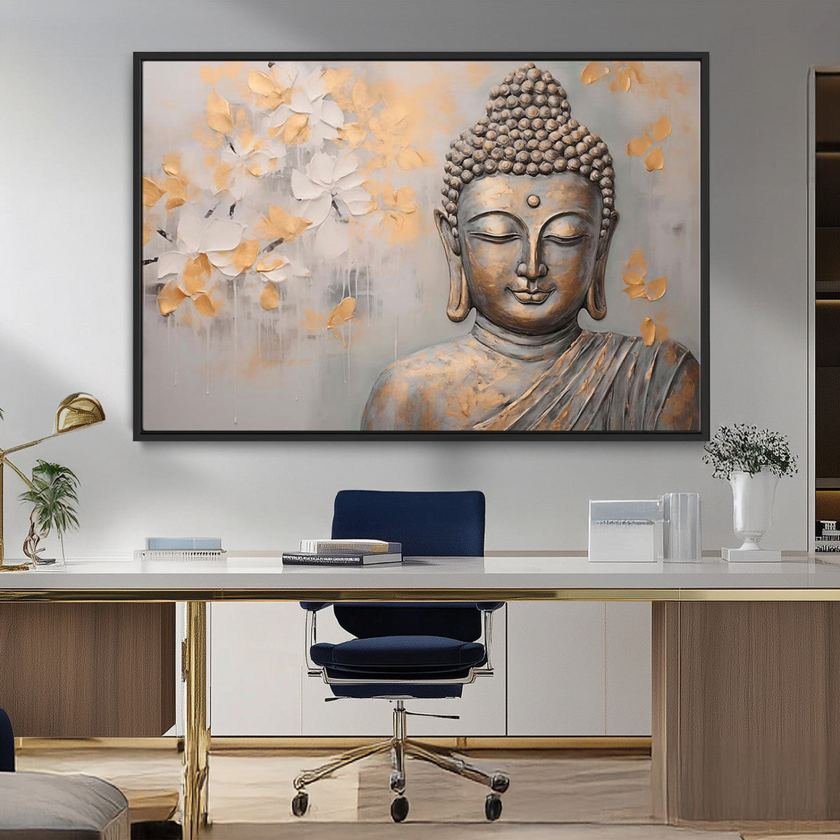 Abstract Buddha Statue Wall Art Canvas Print - Modern