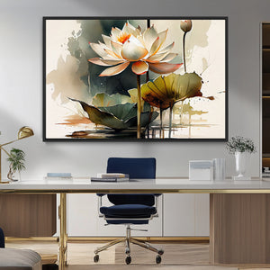 Lotus Flower Watercolor Canvas Print – A Symbol of Serenity