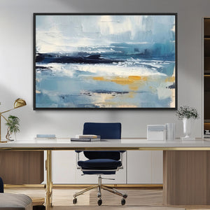 Abstract Ocean Canvas Wall Art - Coastal Blue and Gold