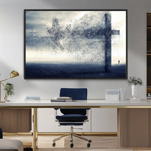 Jesus and the Fading Cross Wall Art Print – Symbol of Faith,