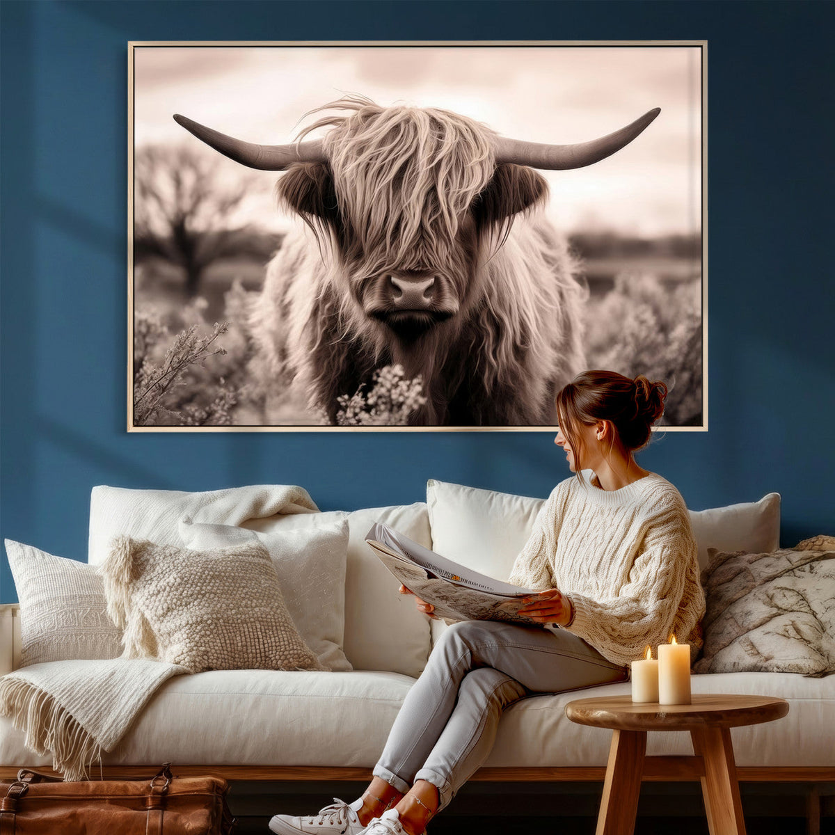 Scottish Cow Longhorn Wall Art Canvas Print