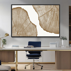 Rustic Brown Tree Ring Wall Art Canvas Print – Framed and