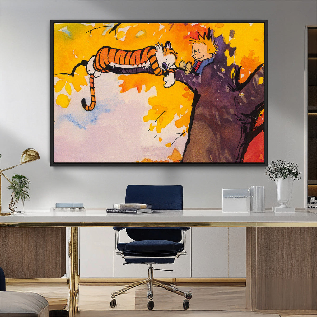 Calvin and Hobbes Tree Scene Canvas Print | 3 Panel Large