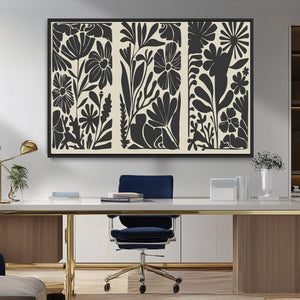 Modern Botanical Wall Art - Floral Black and White Canvas