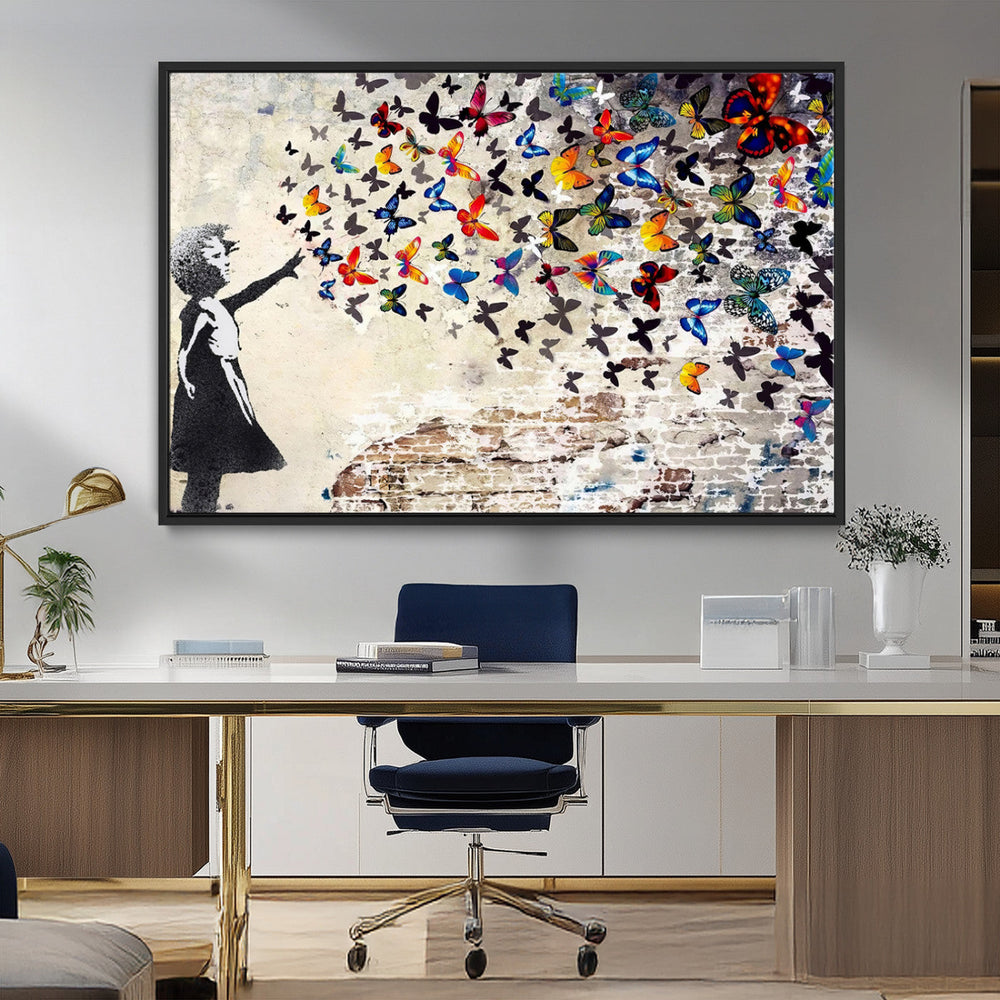 Banksy Graffiti Wall Art Canvas Print: Girl Releasing